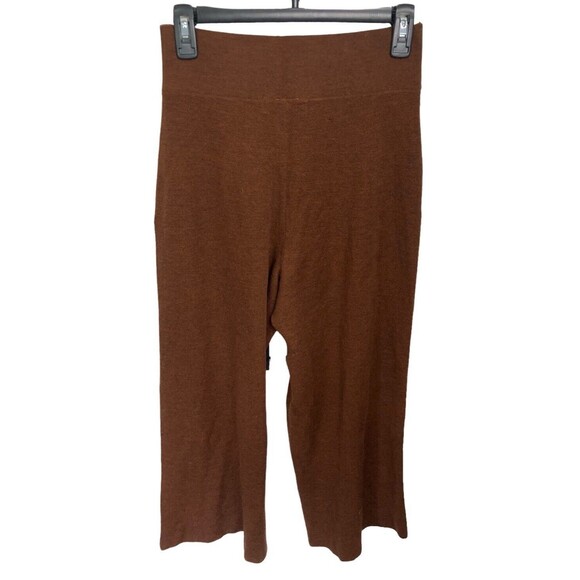 By Anthropologie Wool‎ Wide Leg Crop Pants Front Tie FLAWS Size Small Brown - Picture 3 of 7